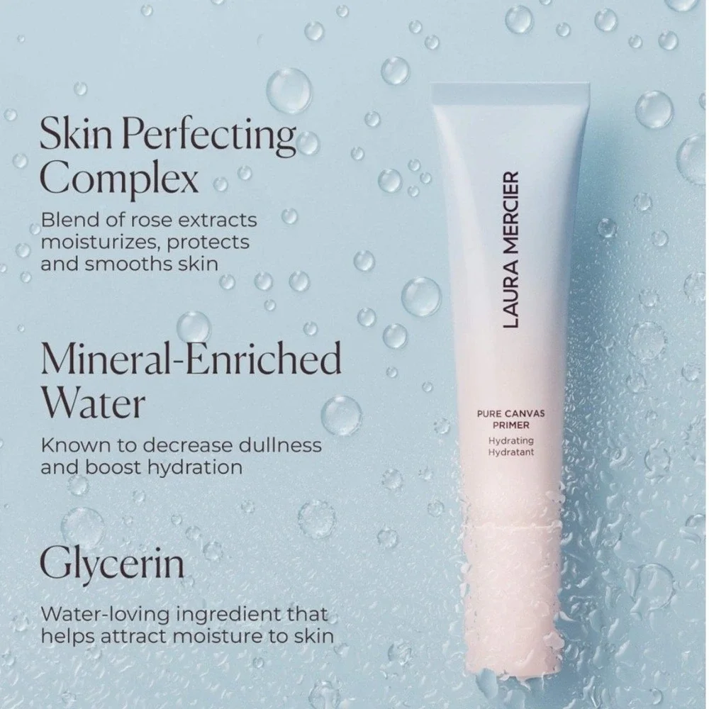 Laura Mercier Pure Canvas Primer Hydrating 15ml 0.5oz Travel Size Silicone Free